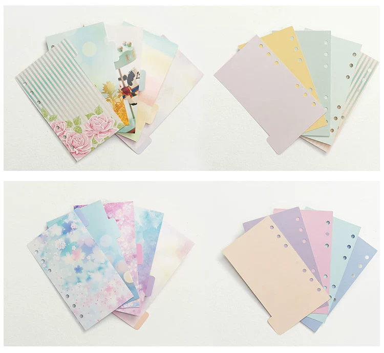 A5 A6 Watercolor Separator Paper Index Page Classification Separator Page 6 Holes Notebook Loose-leaf Book Partition Accessories