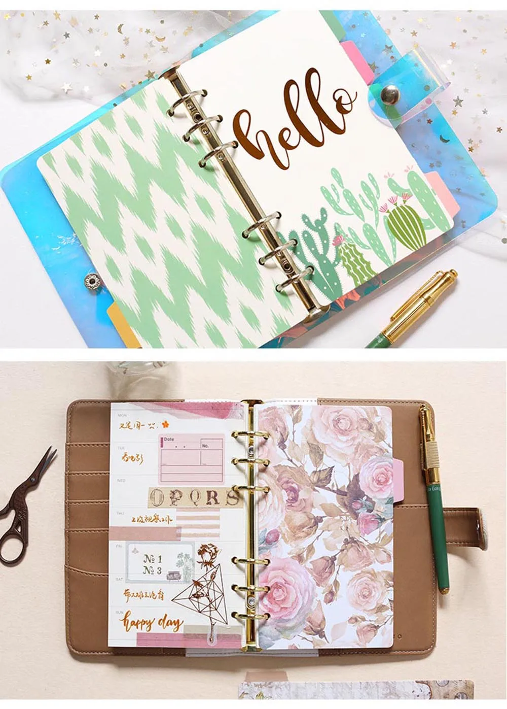 A5 A6 Watercolor Separator Paper Index Page Classification Separator Page 6 Holes Notebook Loose-leaf Book Partition Accessories