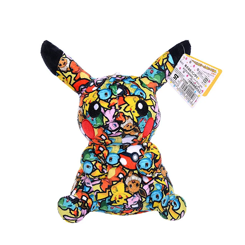 2024 Hot Sale 20cm Color Pokemon Cute Pet Figures Pikachu  Cartoon Black Pikachu Plush Toy Pokémon  Anime Stuffed Doll Kids Gift