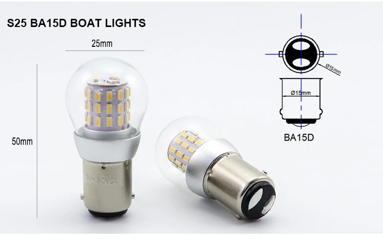 2pcs S25 P21W BA15S LED Bulbs BA15D 12-24V Light Navigation BAY15D Lamp Parking Ship Source