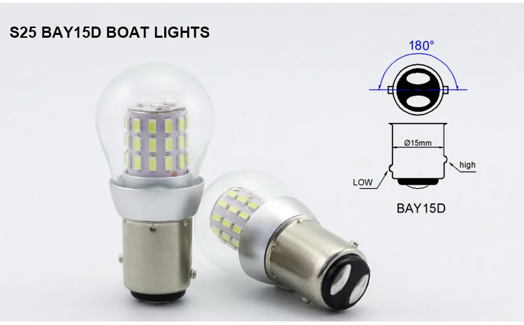 2pcs S25 P21W BA15S LED Bulbs BA15D 12-24V Light Navigation BAY15D Lamp Parking Ship Source