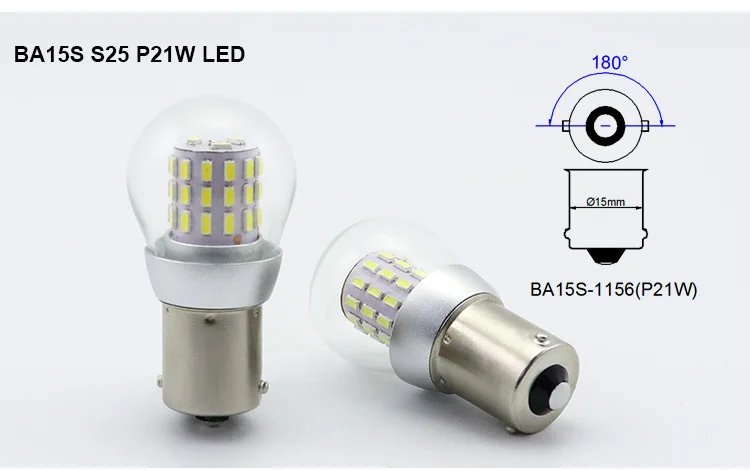 2pcs S25 P21W BA15S LED Bulbs BA15D 12-24V Light Navigation BAY15D Lamp Parking Ship Source