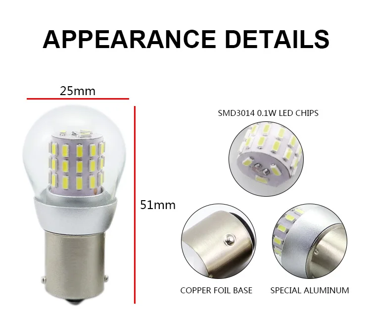 2pcs S25 P21W BA15S LED Bulbs BA15D 12-24V Light Navigation BAY15D Lamp Parking Ship Source