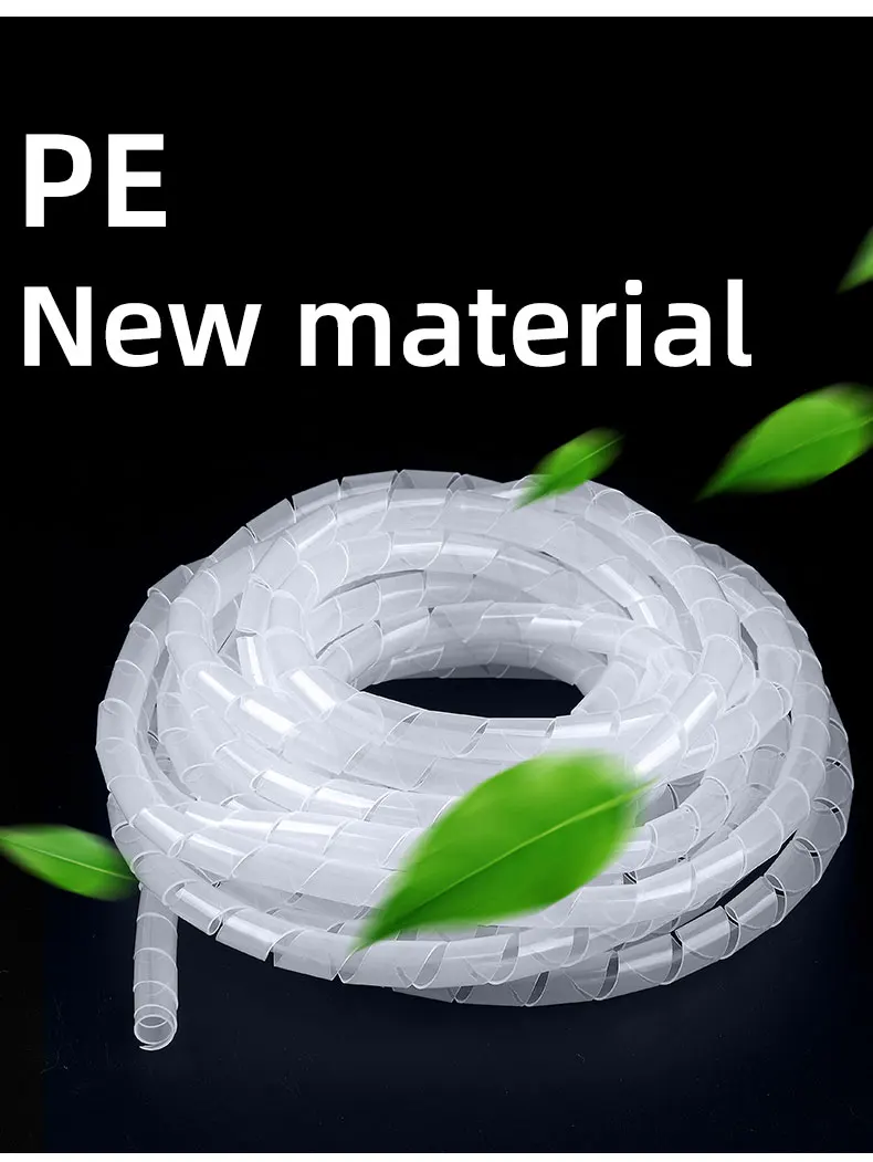 4x25Meters 30x1.5m Spiral Wrap Sleeve Tube Cable Protector Band Winding Pipe Transparent/Black Wire Organizer Plastic Sheath