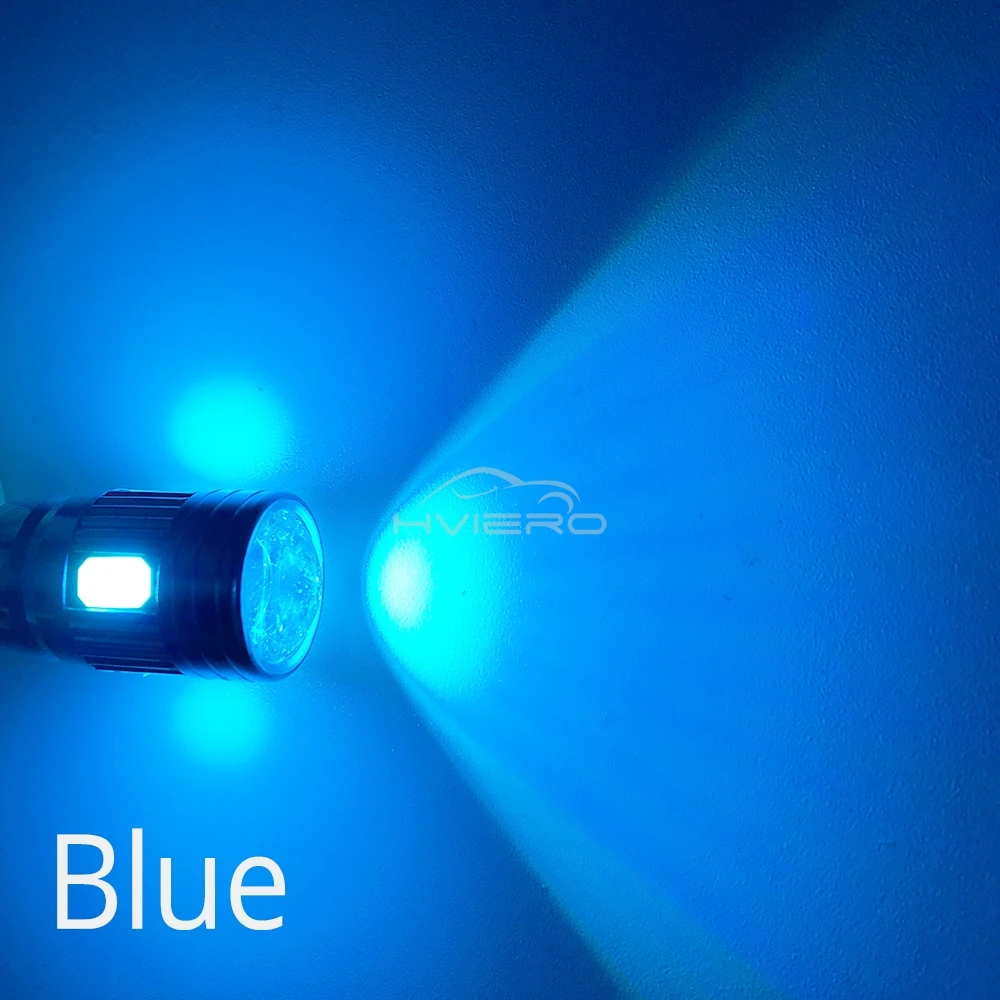2Pcs T10 W5W Interior Xenon White Blue Yellow LED CANBUS 6SMD 5630 Lens Projector Solid Aluminum Bulbs Side Marker Parking Light
