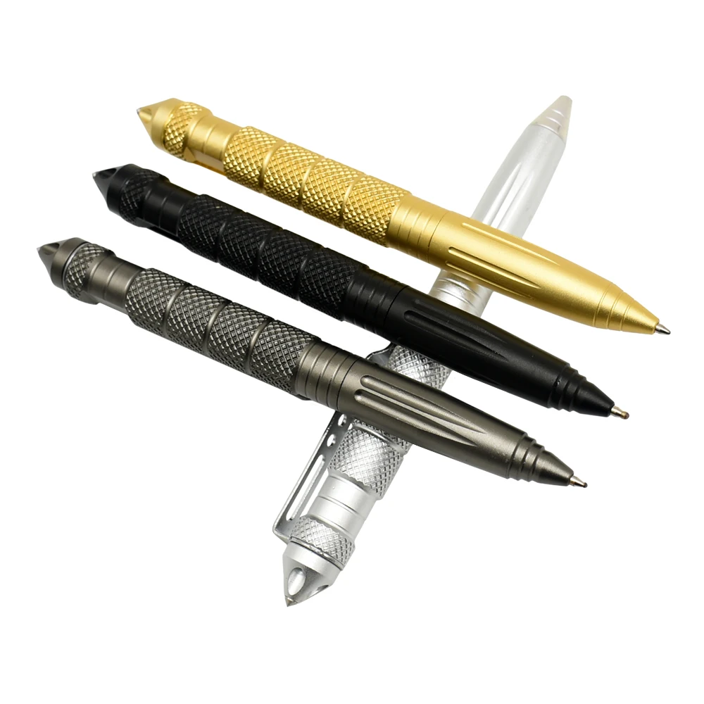 High Quality Metal Colour Tactical Defense Pen+Refill Set School Student Office Ballpoint Pens Luxury Gift Pen