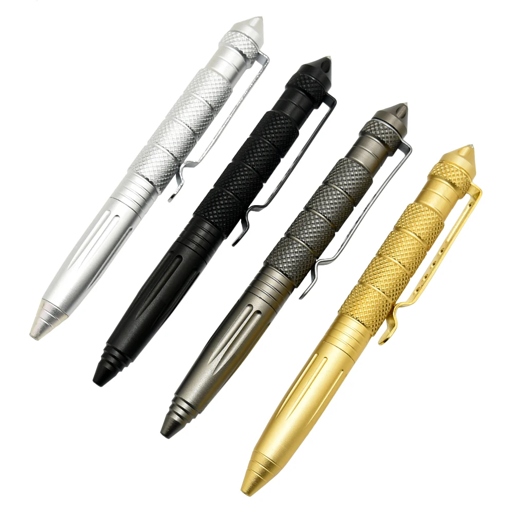 High Quality Metal Colour Tactical Defense Pen+Refill Set School Student Office Ballpoint Pens Luxury Gift Pen