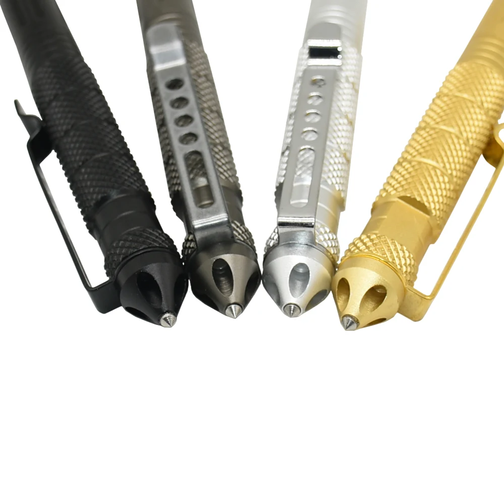 High Quality Metal Colour Tactical Defense Pen+Refill Set School Student Office Ballpoint Pens Luxury Gift Pen