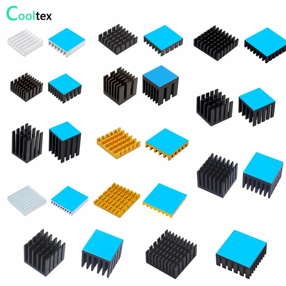 Aluminum Heatsink Radiator Heat Sink Cooling for Electronic Chip IC Diode Triode MOS Heat Dissipation With Thermal Tape