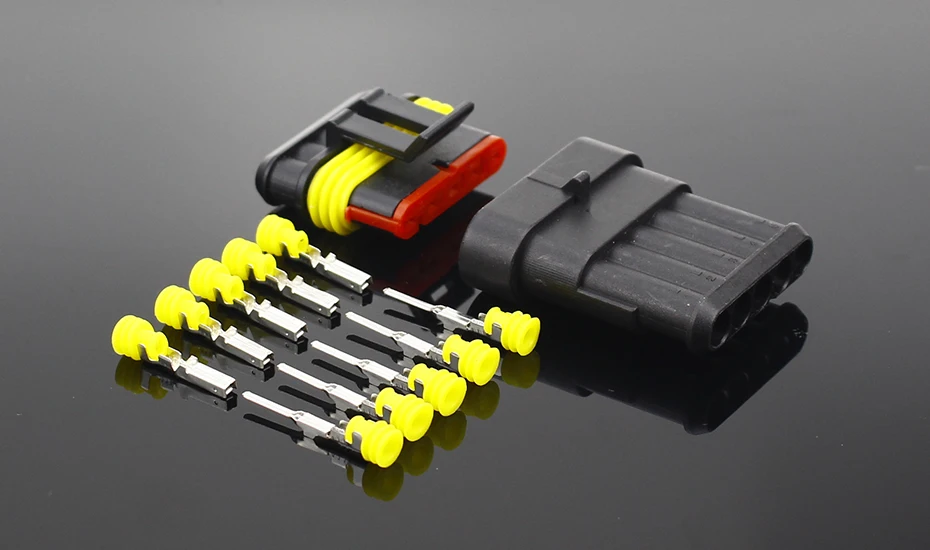 2-5 Sets Kit 2 Pin 1/2/3/4/5/6 Pins Way AMP Super Seal Waterproof Electrical Wire Connector Plug for Car Waterproof Connector