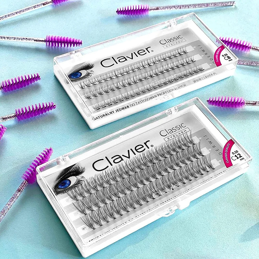 Clavier Silk Eyelashes Professional Makeup Individual Clumps Of Eyelash Extension Naturally Softer Thick Long False Lash