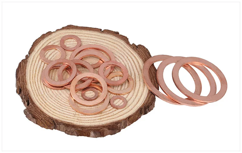 Copper Washer for Oil Sump Plug M5 M6 M8 M10 M12 M14 M16 M18 M20 M22 M24 M27 M30-M60 Sealing Solid Washer Flat Seal Gasket Ring