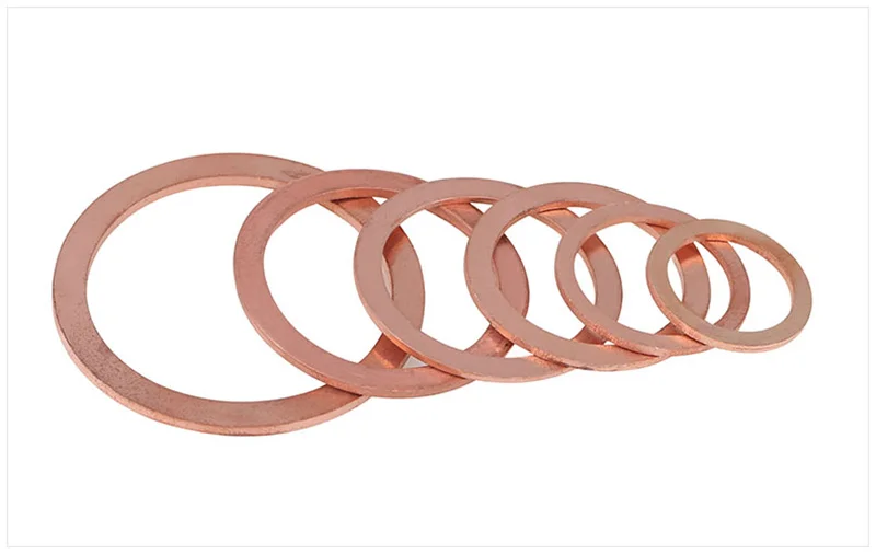 Copper Washer for Oil Sump Plug M5 M6 M8 M10 M12 M14 M16 M18 M20 M22 M24 M27 M30-M60 Sealing Solid Washer Flat Seal Gasket Ring