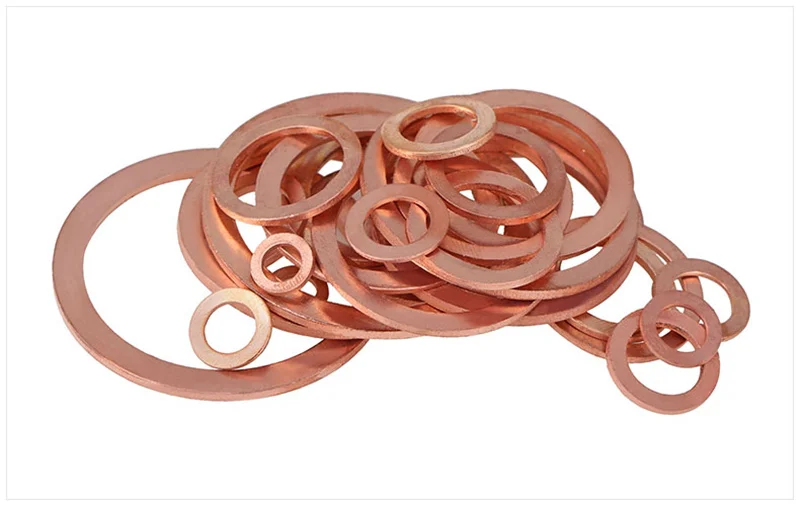 Copper Washer for Oil Sump Plug M5 M6 M8 M10 M12 M14 M16 M18 M20 M22 M24 M27 M30-M60 Sealing Solid Washer Flat Seal Gasket Ring
