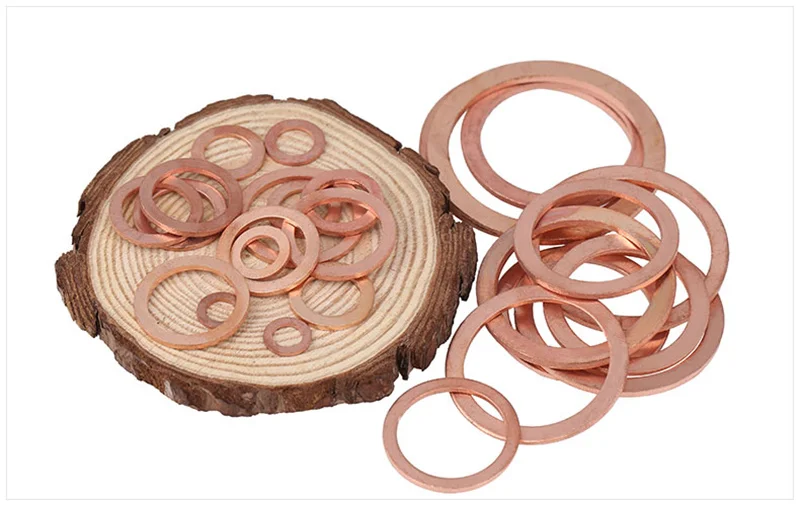 Copper Washer for Oil Sump Plug M5 M6 M8 M10 M12 M14 M16 M18 M20 M22 M24 M27 M30-M60 Sealing Solid Washer Flat Seal Gasket Ring