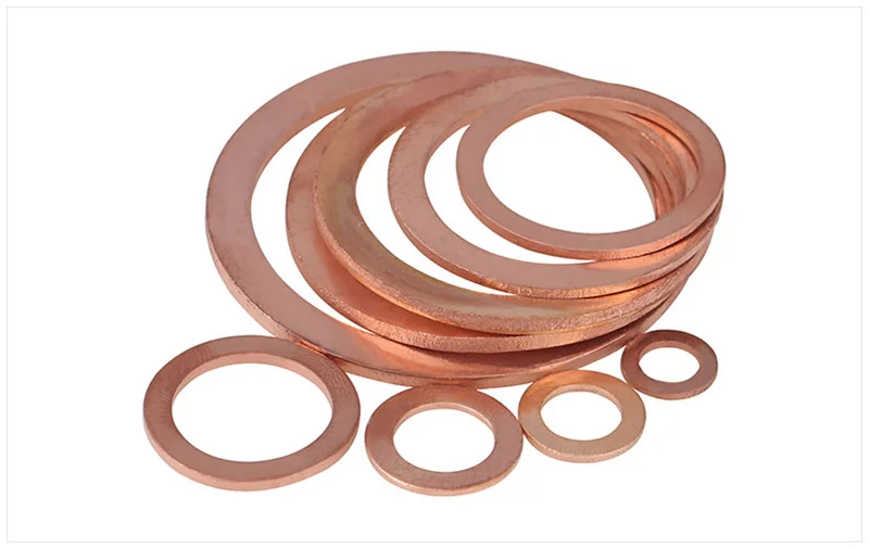 Copper Washer for Oil Sump Plug M5 M6 M8 M10 M12 M14 M16 M18 M20 M22 M24 M27 M30-M60 Sealing Solid Washer Flat Seal Gasket Ring
