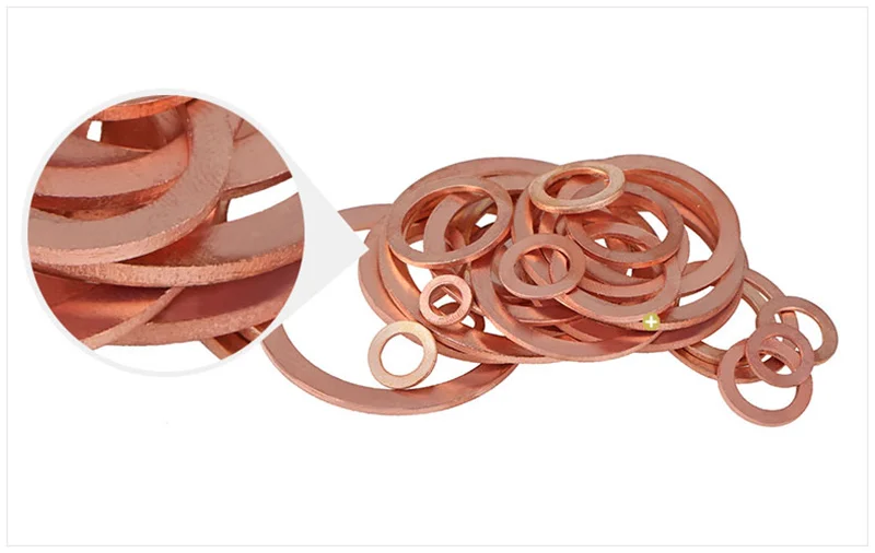 Copper Washer for Oil Sump Plug M5 M6 M8 M10 M12 M14 M16 M18 M20 M22 M24 M27 M30-M60 Sealing Solid Washer Flat Seal Gasket Ring