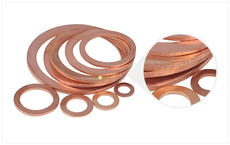 Copper Washer for Oil Sump Plug M5 M6 M8 M10 M12 M14 M16 M18 M20 M22 M24 M27 M30-M60 Sealing Solid Washer Flat Seal Gasket Ring