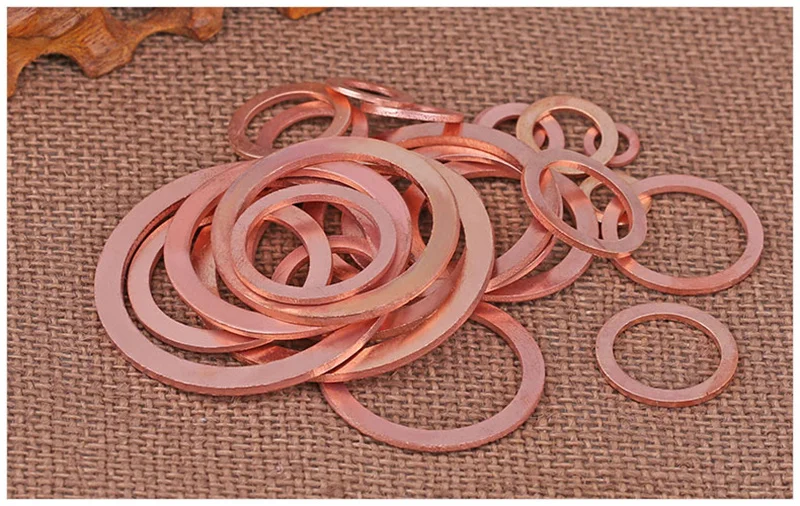 Copper Washer for Oil Sump Plug M5 M6 M8 M10 M12 M14 M16 M18 M20 M22 M24 M27 M30-M60 Sealing Solid Washer Flat Seal Gasket Ring