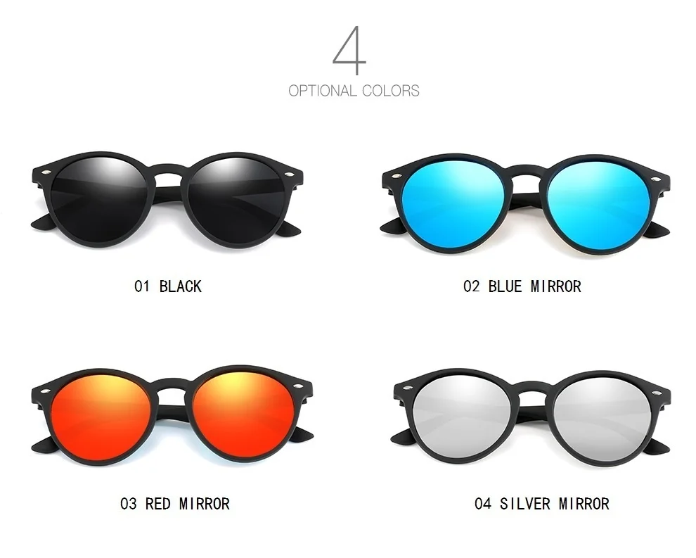 Fashion Round Sunglasses Men Women Classic Vintage Black Driving Sun Glasses Circle Oval Designer Retro Sunglass