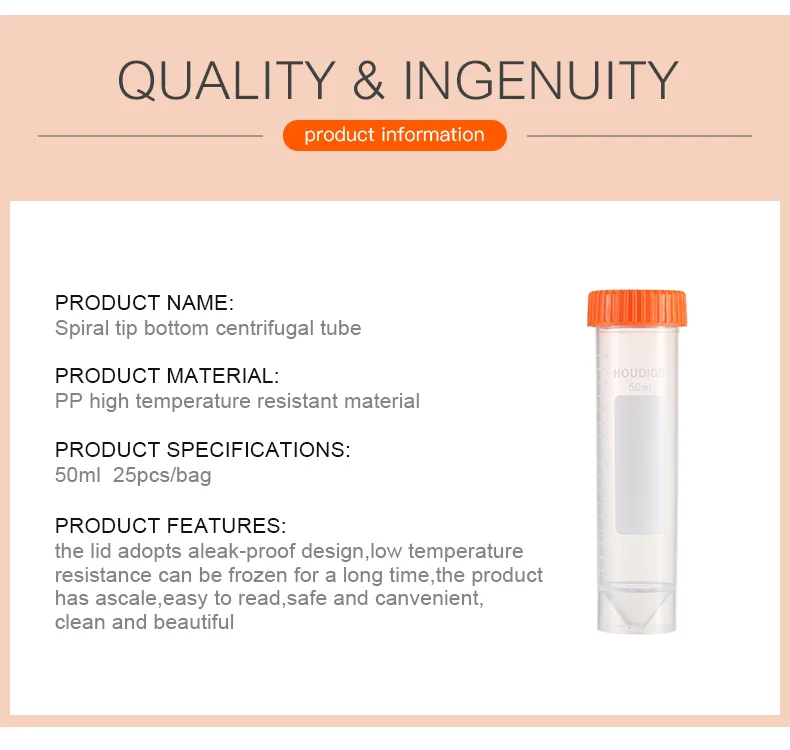 25Pcs/bag 50ml Free-standing Centrifuge Tube Plastic Screw Cap Flat Bottom Centrifuge Tube with Scale