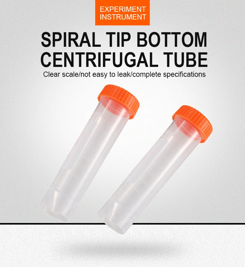25Pcs/bag 50ml Free-standing Centrifuge Tube Plastic Screw Cap Flat Bottom Centrifuge Tube with Scale
