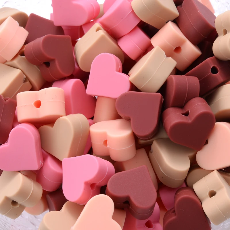 14mm 10Pcs/Lot Heart Shape Silicone Beads Baby Nursing Chewable Teething Beads Pacifier Teether DIY Necklace Accessories
