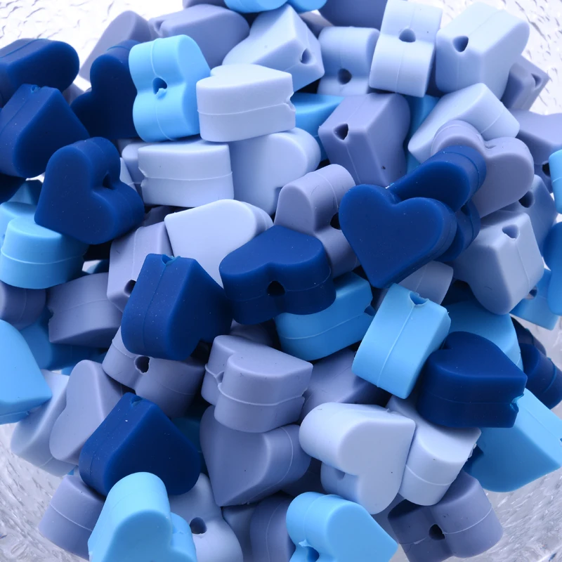 14mm 10Pcs/Lot Heart Shape Silicone Beads Baby Nursing Chewable Teething Beads Pacifier Teether DIY Necklace Accessories