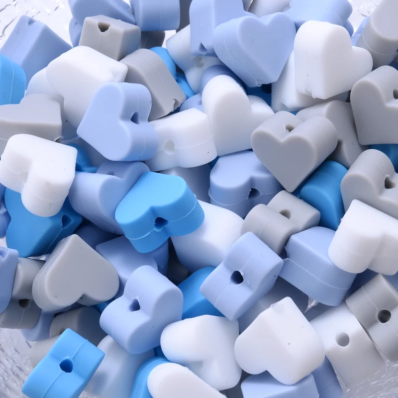14mm 10Pcs/Lot Heart Shape Silicone Beads Baby Nursing Chewable Teething Beads Pacifier Teether DIY Necklace Accessories
