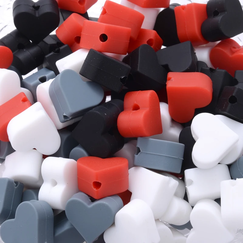 14mm 10Pcs/Lot Heart Shape Silicone Beads Baby Nursing Chewable Teething Beads Pacifier Teether DIY Necklace Accessories