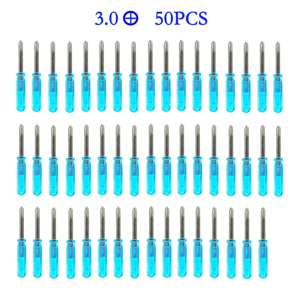 50pcs Mini 3.0/2.0mm Flat-blade Slotted Cross Head Small Screwdriver For Mobile Phone Xbox 360 Wireless Controller Repair Open