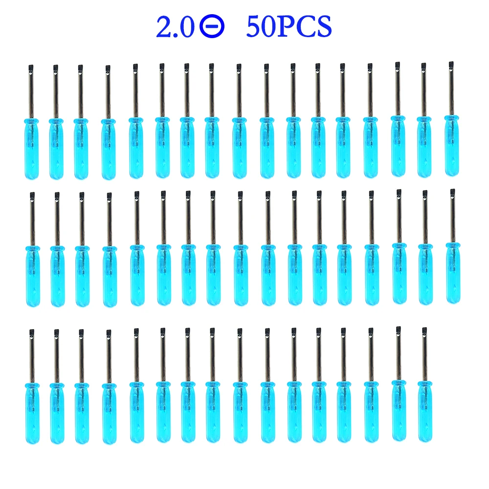 50pcs Mini 3.0/2.0mm Flat-blade Slotted Cross Head Small Screwdriver For Mobile Phone Xbox 360 Wireless Controller Repair Open