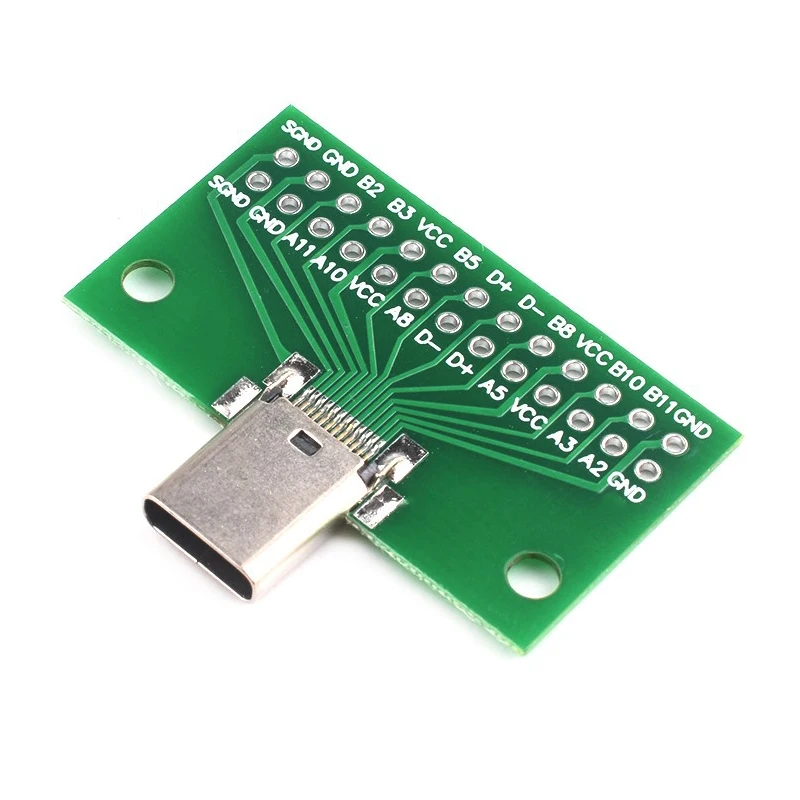 Javino Type-C Male to Female USB 3.1 Test PCB Board Adapter Type C 24P 2.54mm Connector Socket For Data Line Wire Cable Transfer