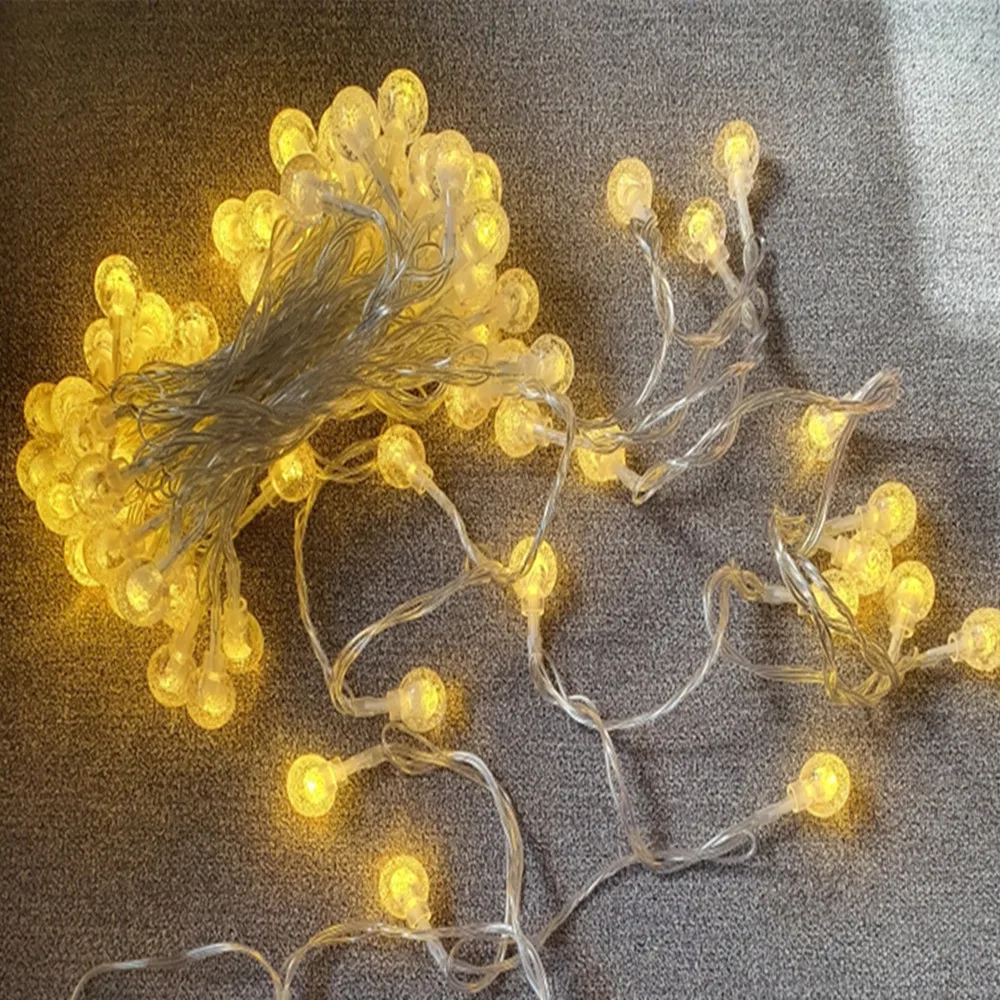 1.5M 3M 6M LED Crystal Ball Garland String Lights Flash Indoor Holiday Lamp 10/20/40 LED Fairy Lights Battery/USB Operated