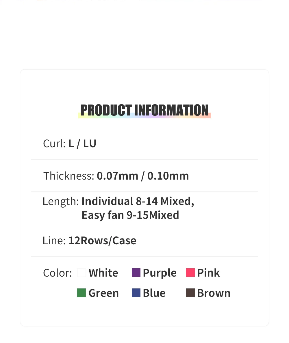 NATUHANA L/LU(M) Curl Auto Fans Colored Lashes Easy Fan Color Eyelash Extension L-Shaped Individual Mink Eyelashes Makeup