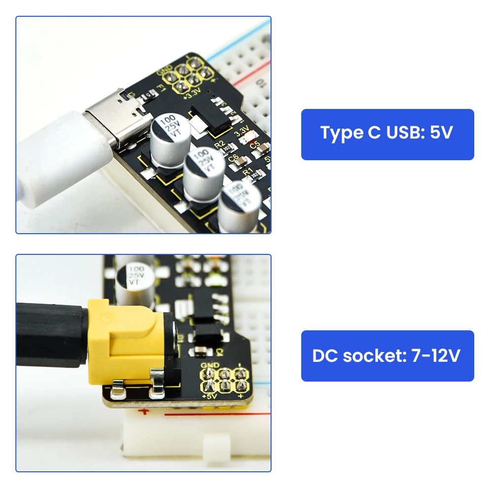 Keyestudio Power Module Type-C for Breadboard Diy Kit Electronics Accessories