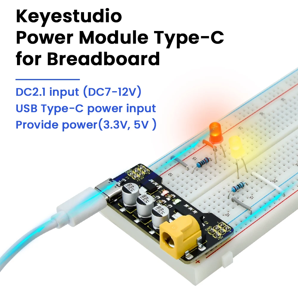Keyestudio Power Module Type-C for Breadboard Diy Kit Electronics Accessories