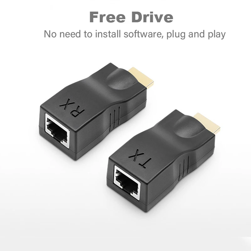 1 Pair RJ45 4K HDTV Extender Extension Up to 30m Over CAT6/5E Network Ethernet LAN TX RX Adapter for HDTV DVD PS3 STB