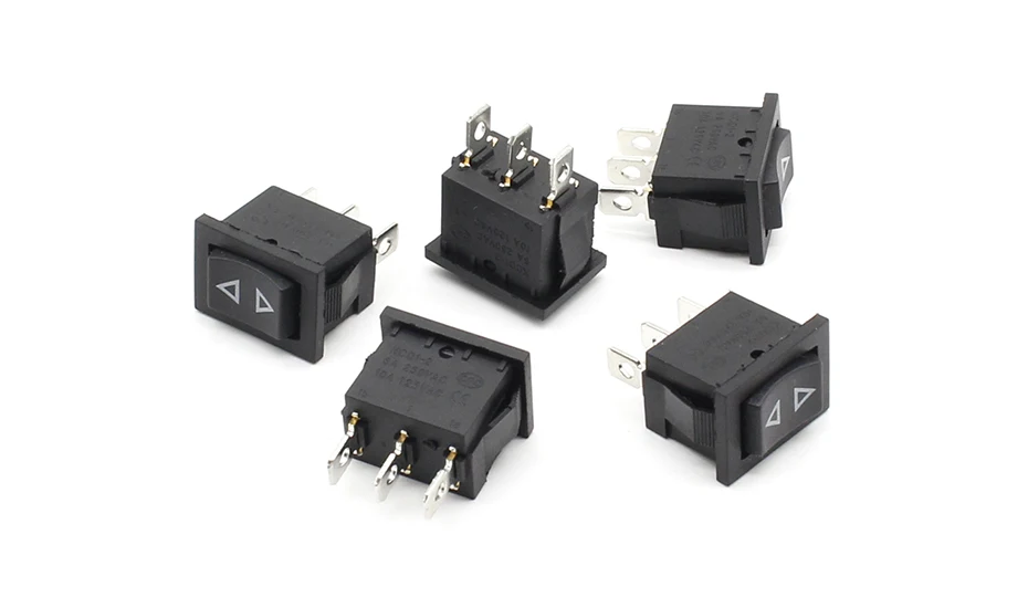 5pcs Rocker Switch Momentary (ON)-OFF-(ON) 3pins