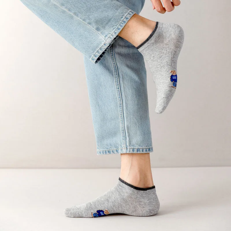 Socks Female Spring And Autumn Mid-tube Embroidery Bear Hose Cute Casual Solid Color Sport Pile Kawaii Socks Harajuku Calcetines