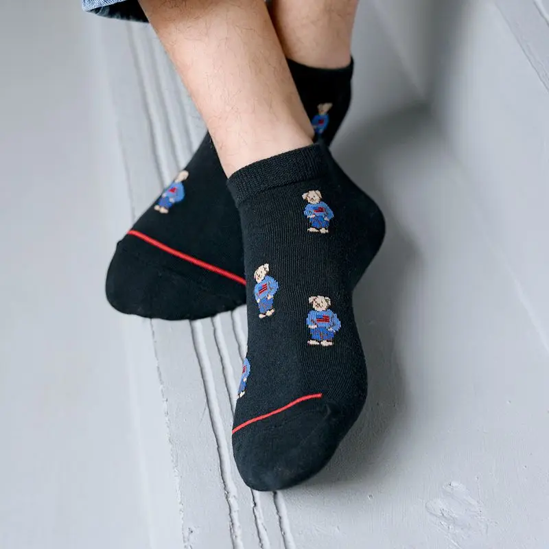 Socks Female Spring And Autumn Mid-tube Embroidery Bear Hose Cute Casual Solid Color Sport Pile Kawaii Socks Harajuku Calcetines