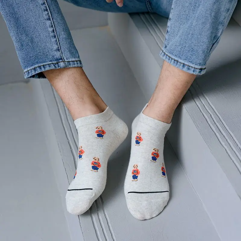Socks Female Spring And Autumn Mid-tube Embroidery Bear Hose Cute Casual Solid Color Sport Pile Kawaii Socks Harajuku Calcetines