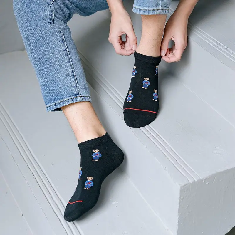 Socks Female Spring And Autumn Mid-tube Embroidery Bear Hose Cute Casual Solid Color Sport Pile Kawaii Socks Harajuku Calcetines