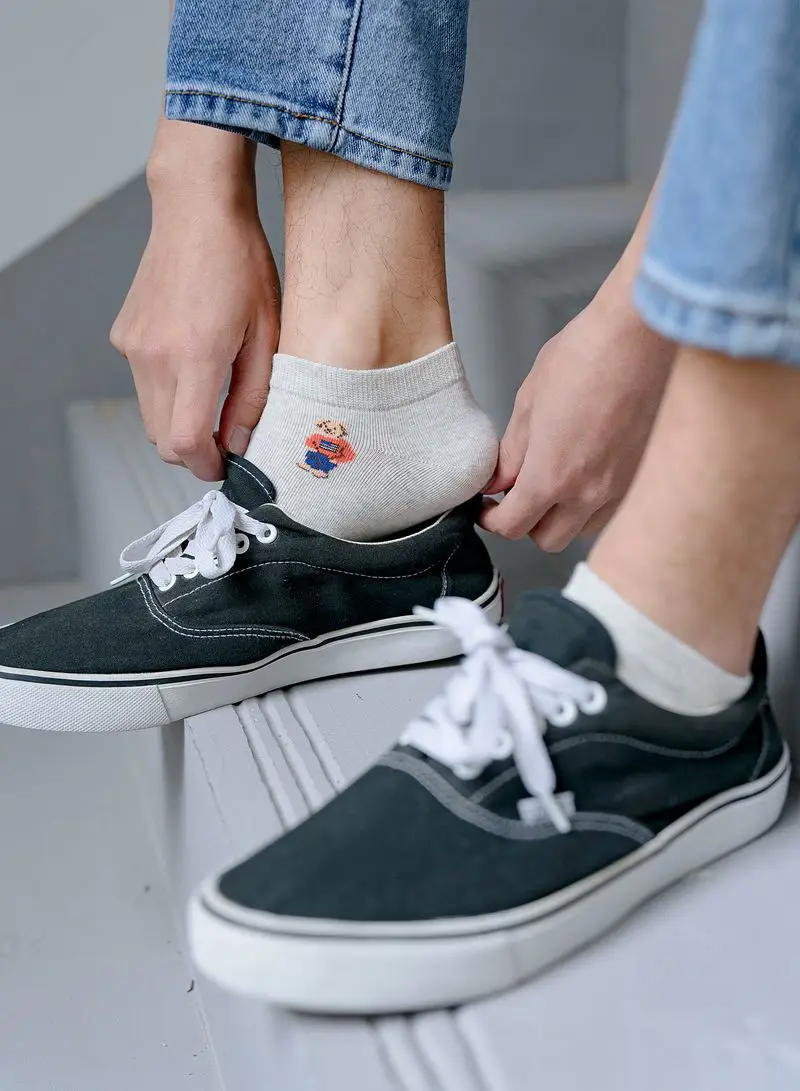 Socks Female Spring And Autumn Mid-tube Embroidery Bear Hose Cute Casual Solid Color Sport Pile Kawaii Socks Harajuku Calcetines