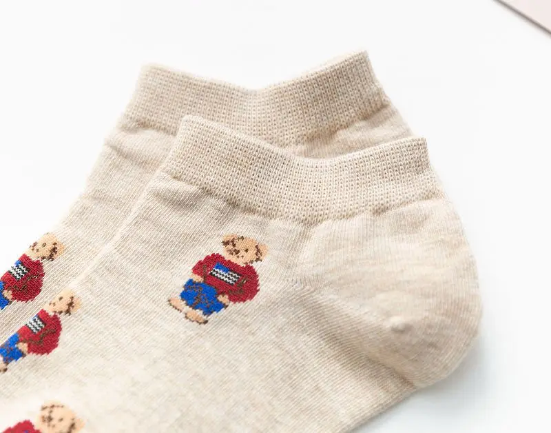 Socks Female Spring And Autumn Mid-tube Embroidery Bear Hose Cute Casual Solid Color Sport Pile Kawaii Socks Harajuku Calcetines
