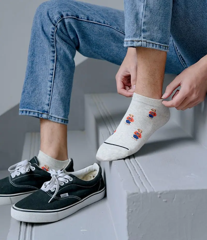 Socks Female Spring And Autumn Mid-tube Embroidery Bear Hose Cute Casual Solid Color Sport Pile Kawaii Socks Harajuku Calcetines