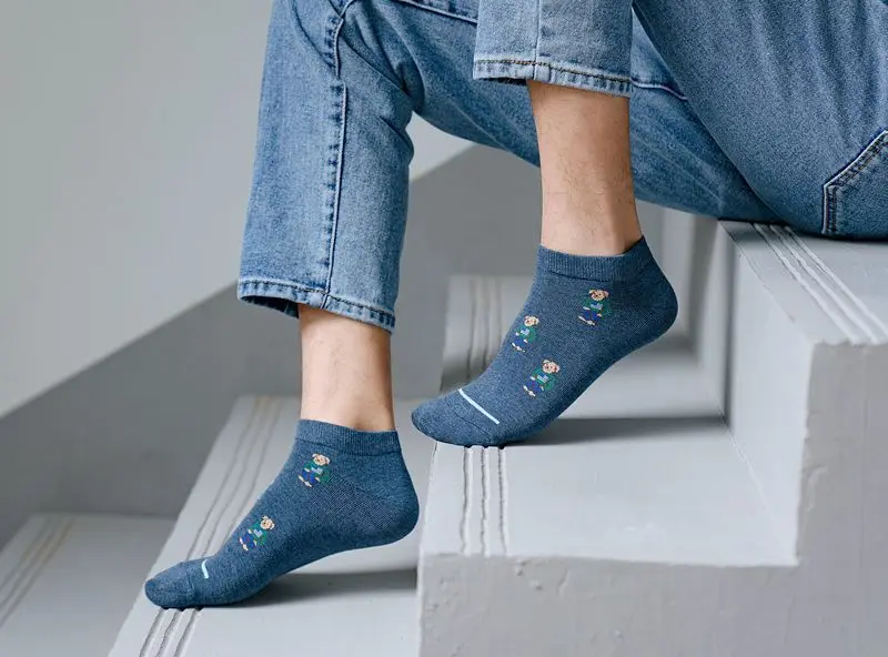 Socks Female Spring And Autumn Mid-tube Embroidery Bear Hose Cute Casual Solid Color Sport Pile Kawaii Socks Harajuku Calcetines