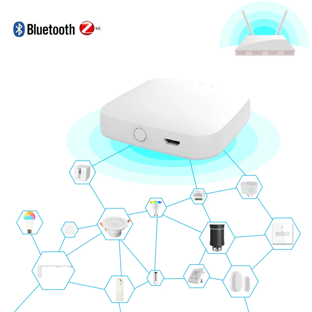 MOES Tuya Smart Wired Multi-mode Gateway ZigBee Bluetooth Mesh Hub Smart Life APP Remote Voice Control via Alexa Google Home