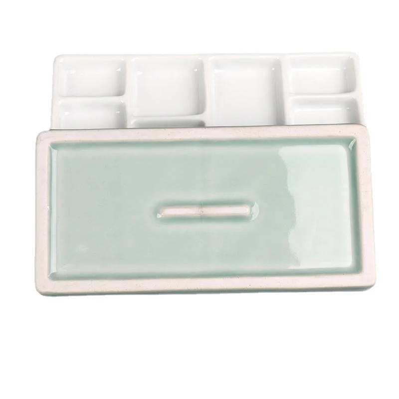 Ceramic Square Palette Multi-grid Watercolor Oil Paint Tray Adult Beginner Portable Art Supplies Jingdezhen Firing