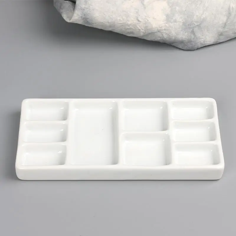Ceramic Square Palette Multi-grid Watercolor Oil Paint Tray Adult Beginner Portable Art Supplies Jingdezhen Firing